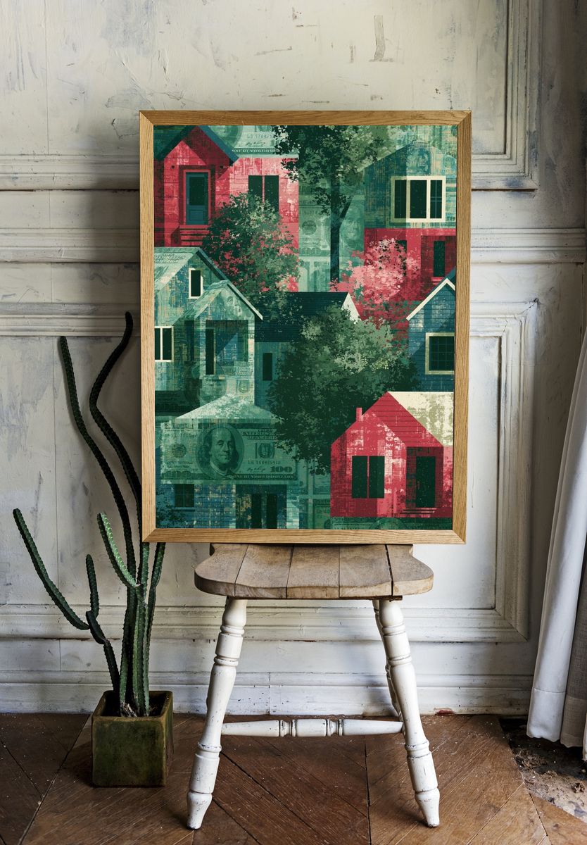 Money House Collage Print. — room view 1