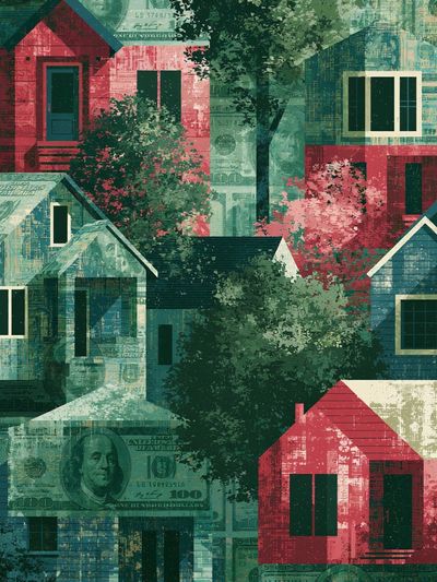 Money House Collage Print. poster