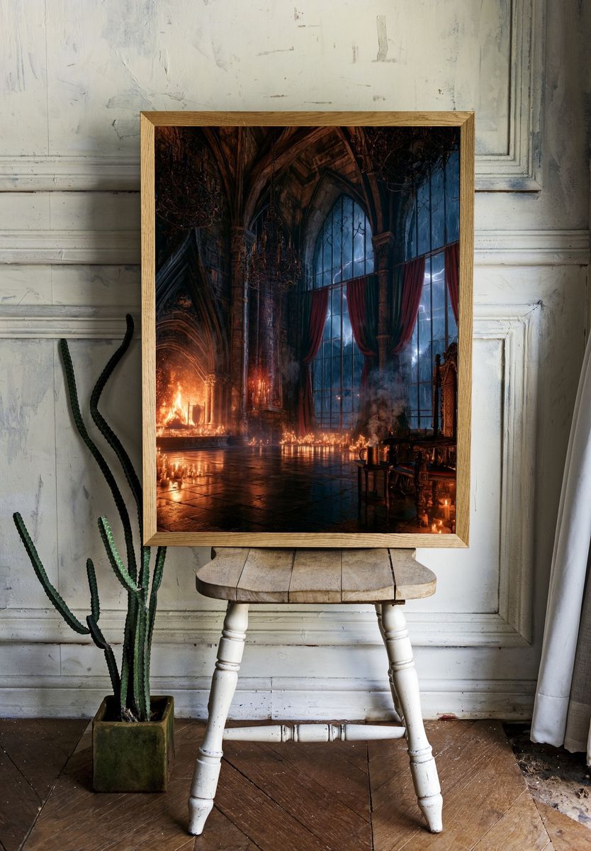 Gothic Candlelit Hallway Print. — room view 1