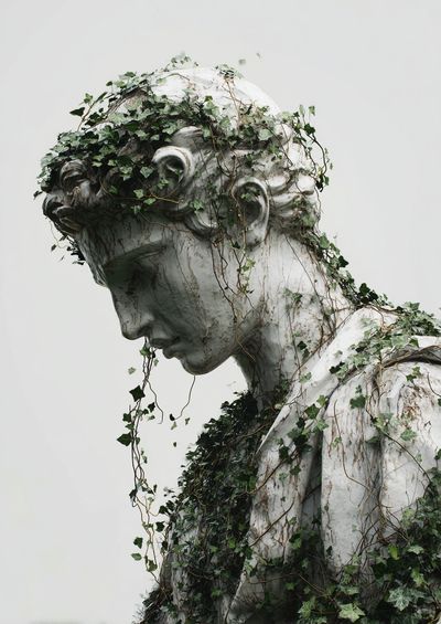 Ivy-Covered Marble Bust Fine-Art Print. poster print