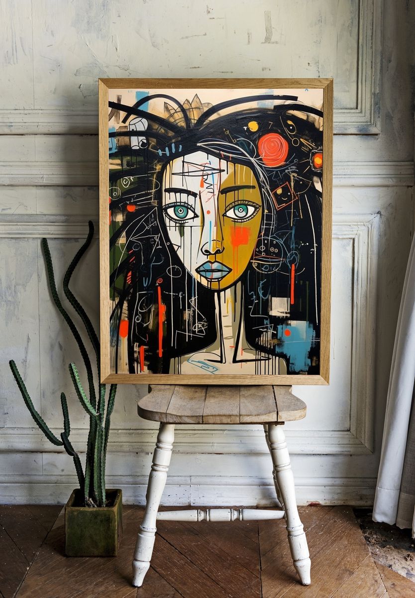 Abstract Woman Portrait Print. — room view 1