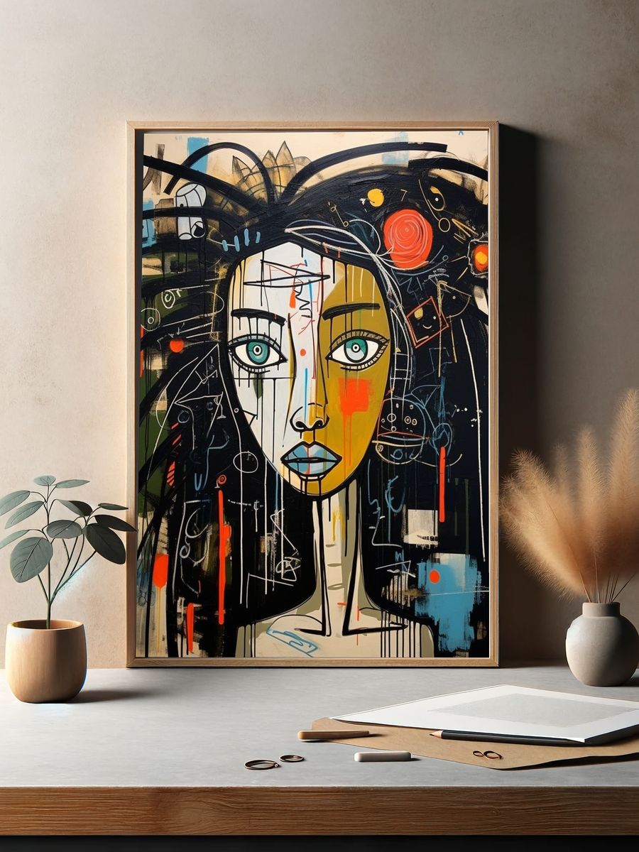 Abstract Woman Portrait Print. — room view 2