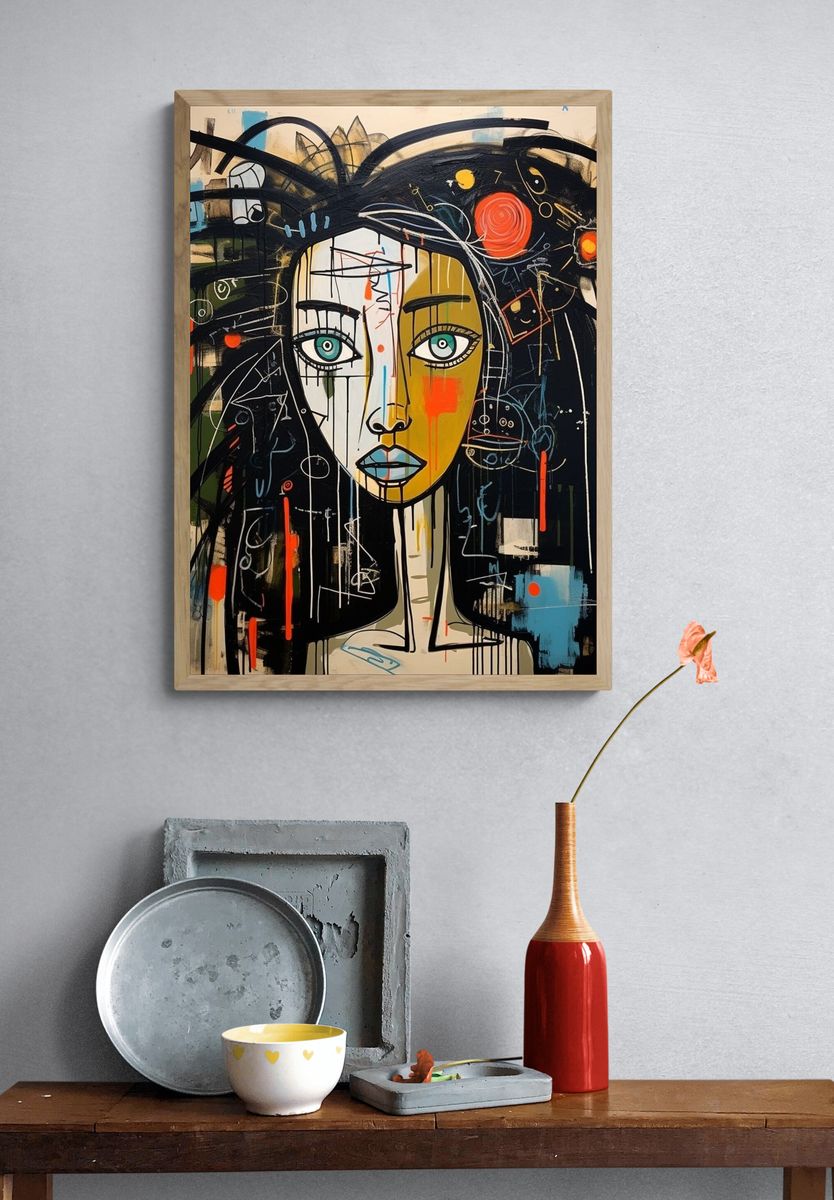 Abstract Woman Portrait Print. — room view 3
