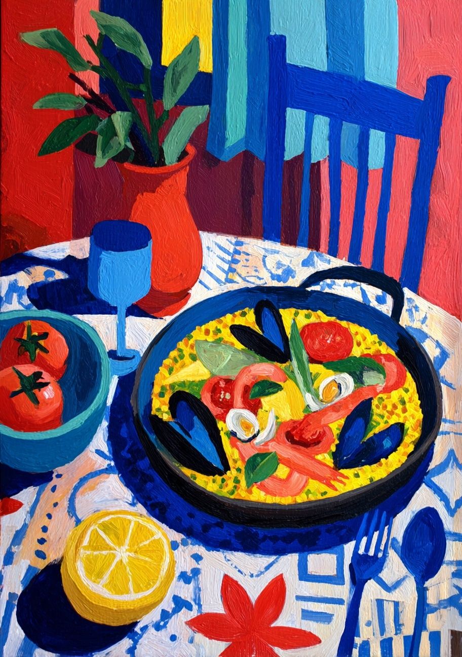 Colorful Still Life Dining Poster. poster — fine-art art