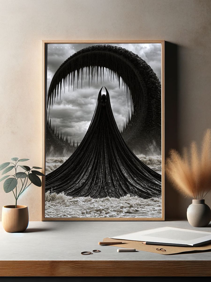 Dark Surreal Sea Guardian Print. — room view 2
