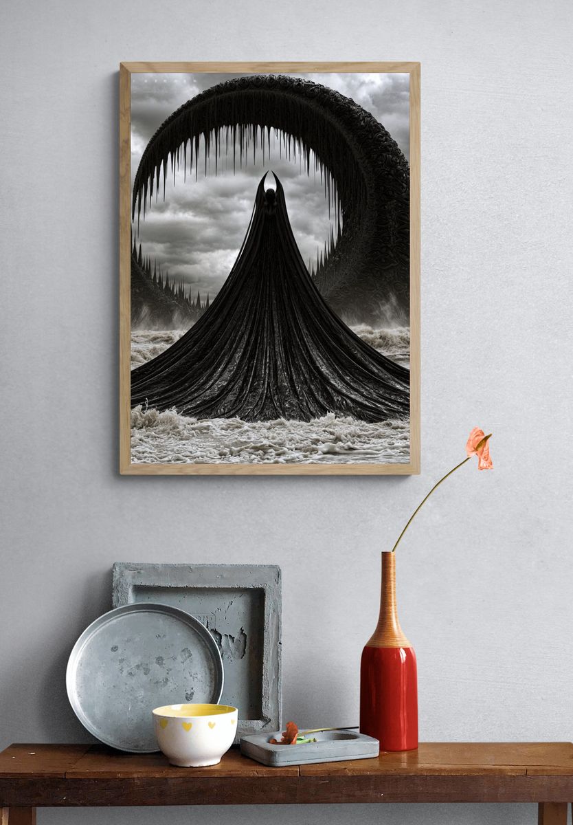 Dark Surreal Sea Guardian Print. — room view 3