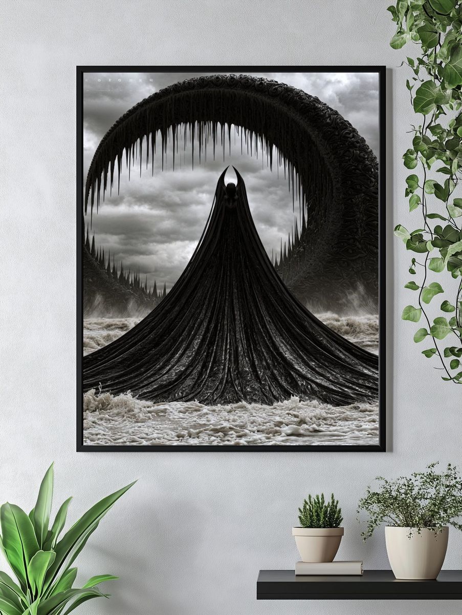 Dark Surreal Sea Guardian Print. — room view 4