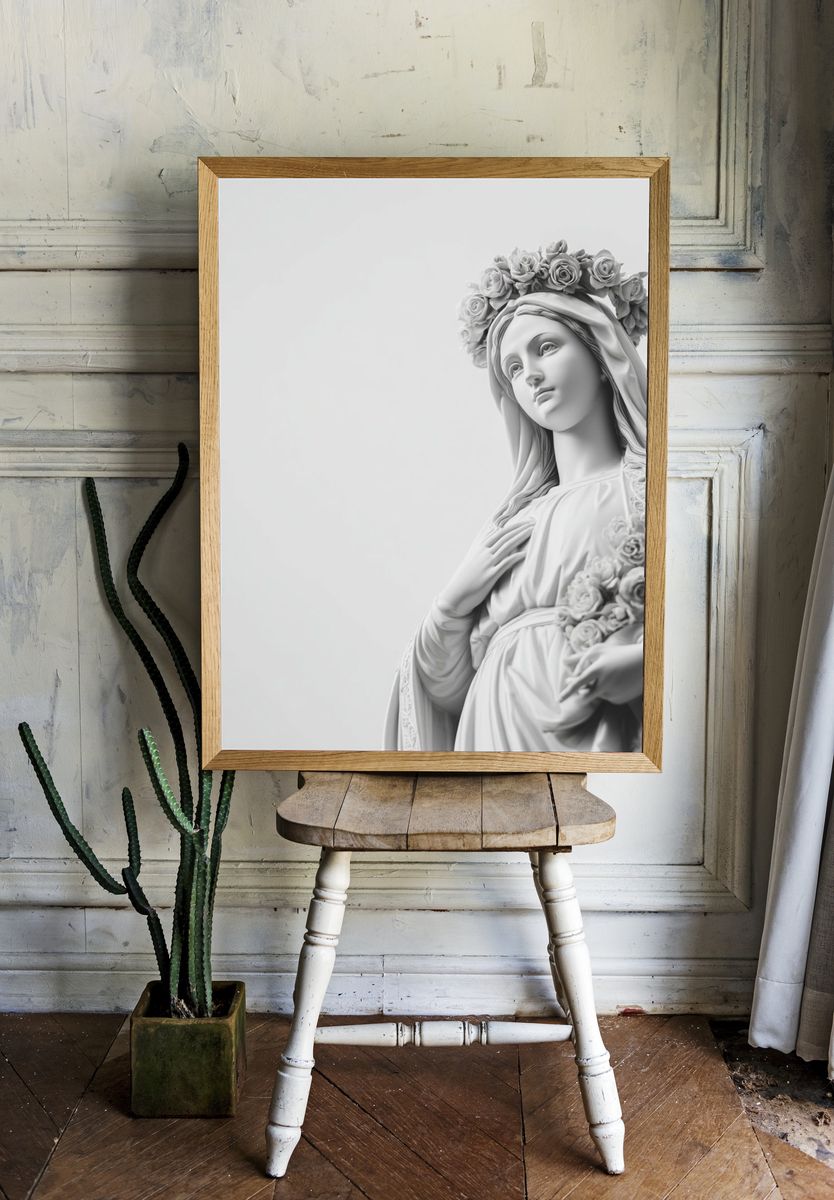 Floral Madonna Minimalist Print. room preview
