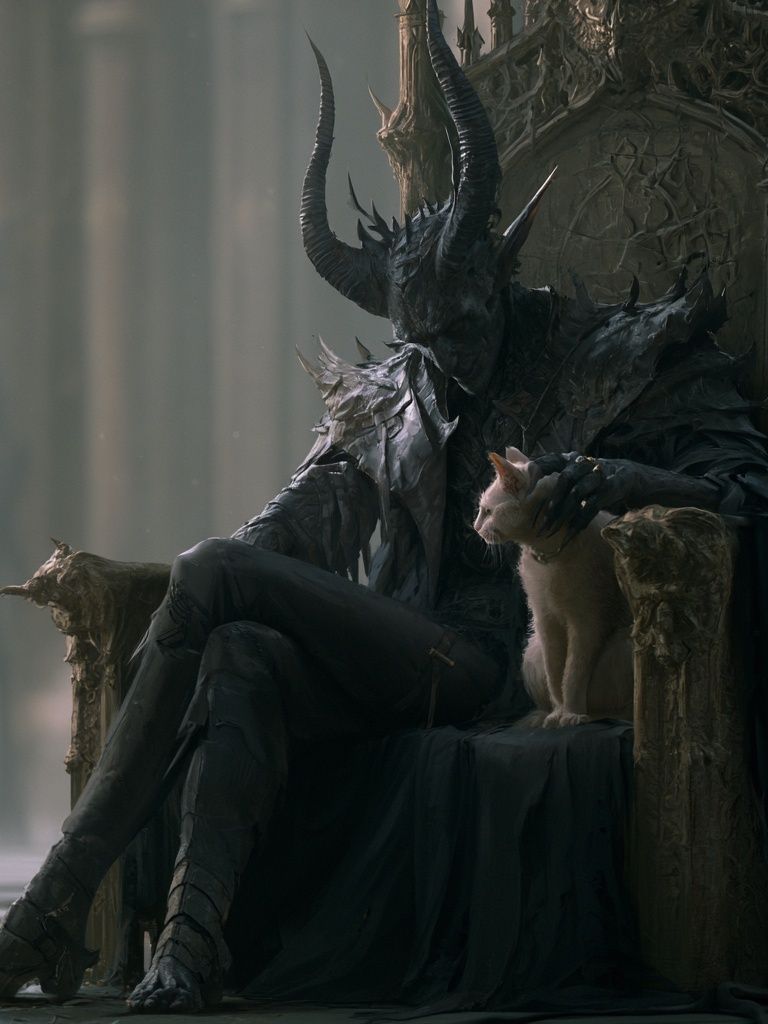 Dark Horned Throne Fantasy Print. poster — fine-art art