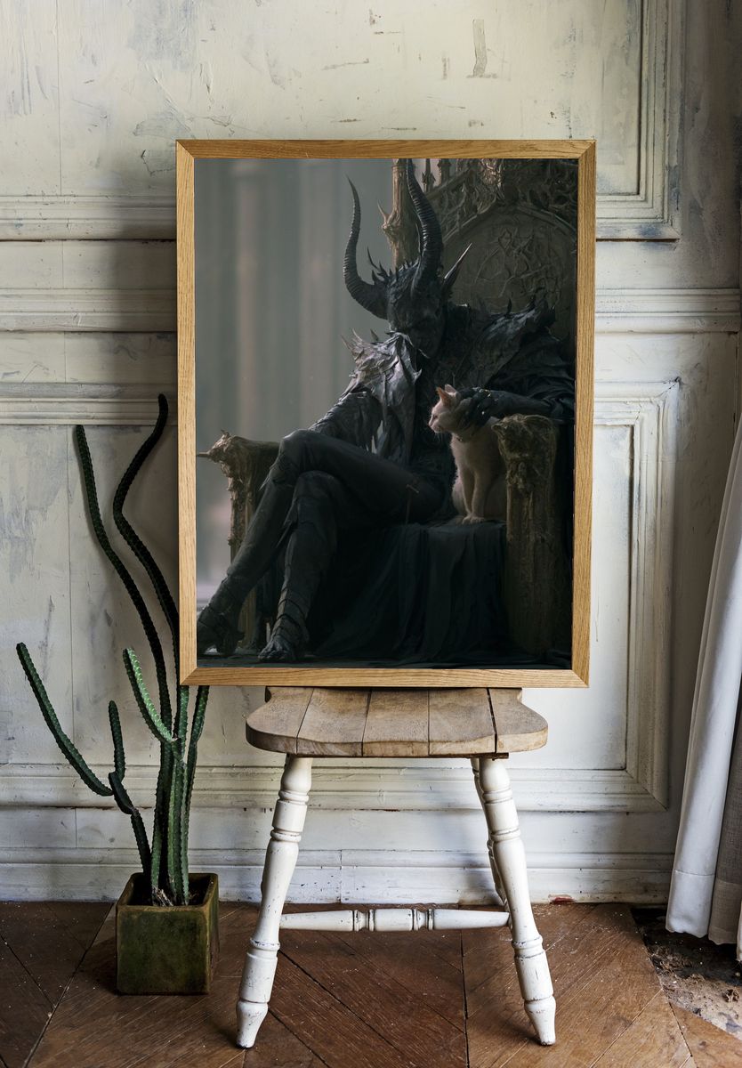 Dark Horned Throne Fantasy Print. room preview