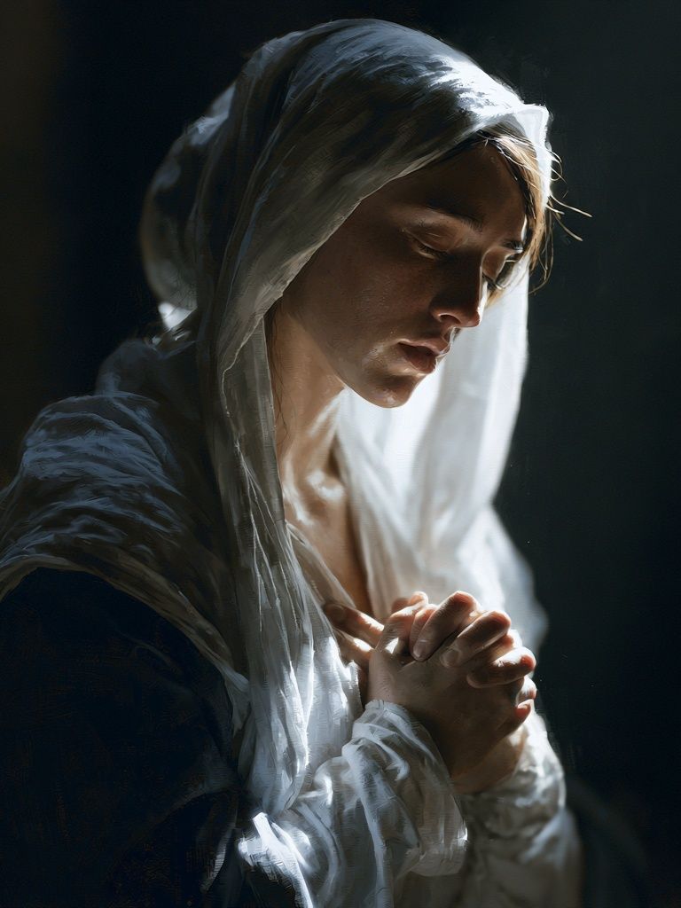Praying Woman Portrait Print. poster detail