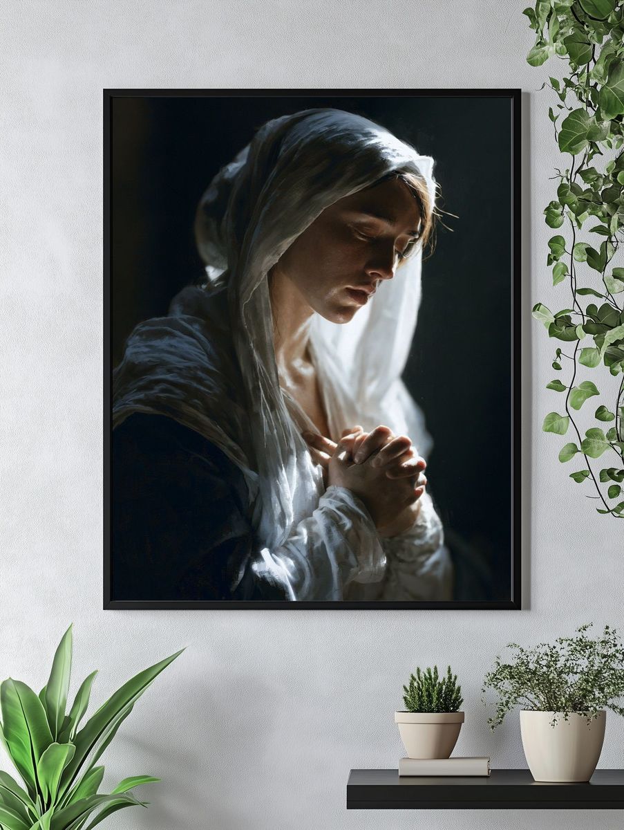 Praying Woman Portrait Print. — room view 4