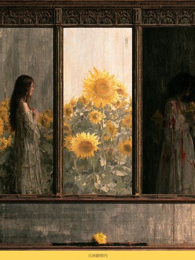 Sunflower Window Scene Print.