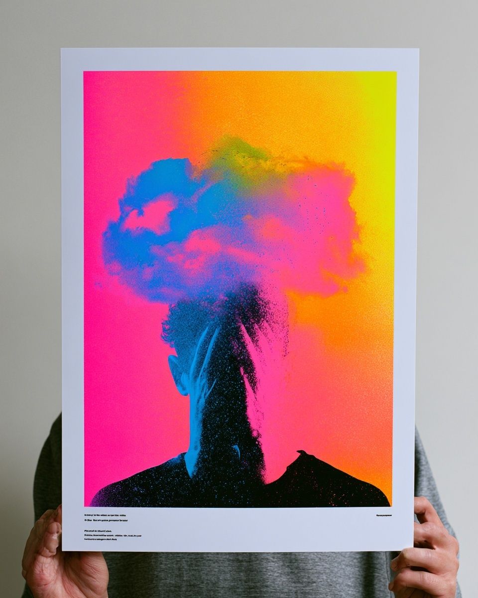 Neon Smoke Silhouette Poster. poster detail