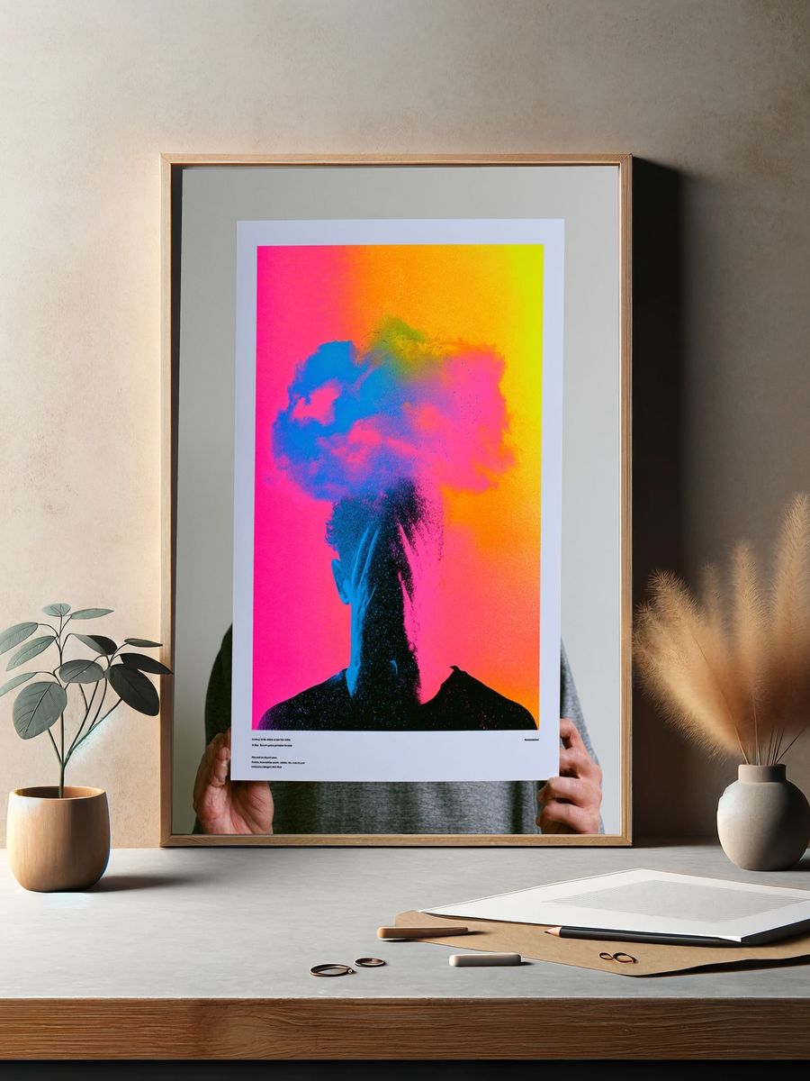 Neon Smoke Silhouette Poster. — room view 2