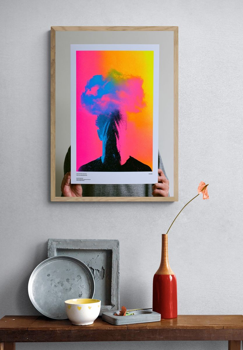 Neon Smoke Silhouette Poster. — room view 3