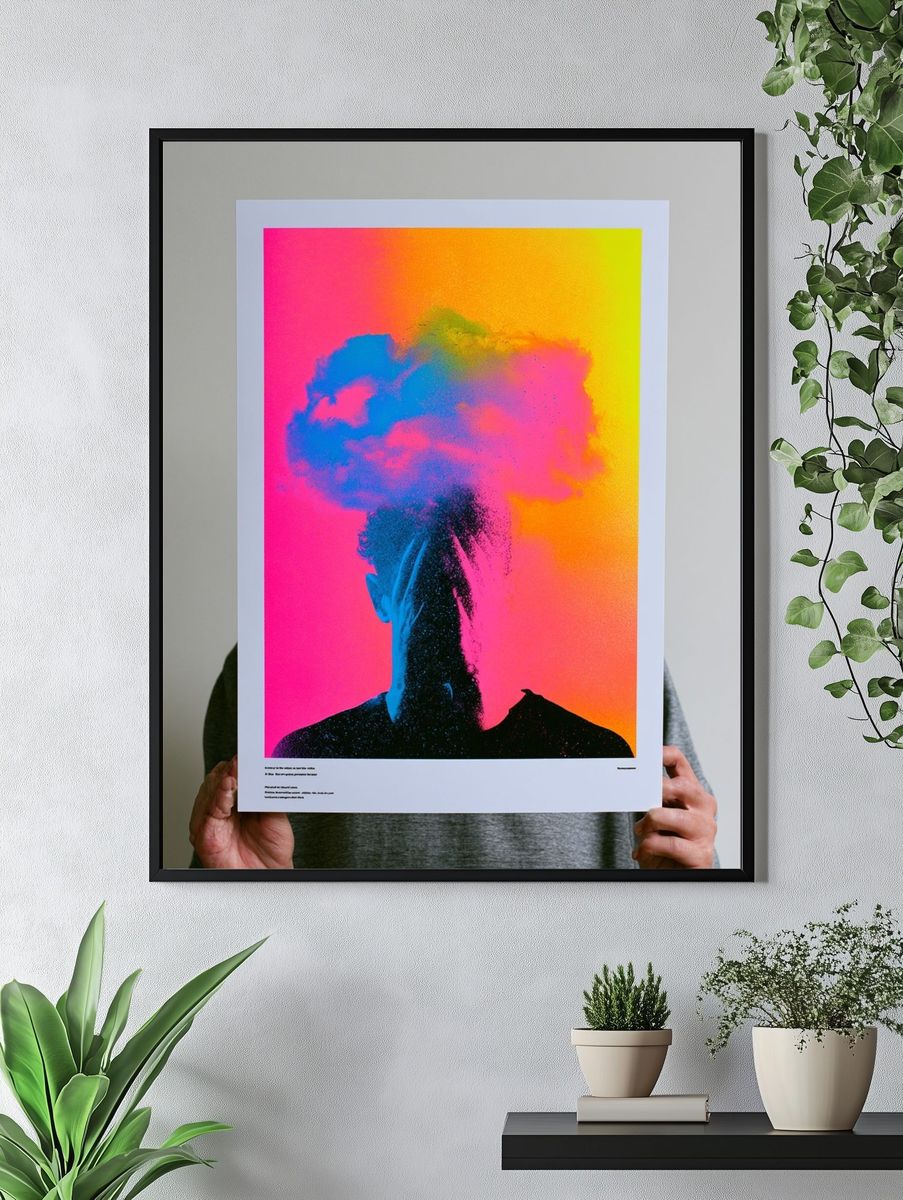 Neon Smoke Silhouette Poster. — room view 4