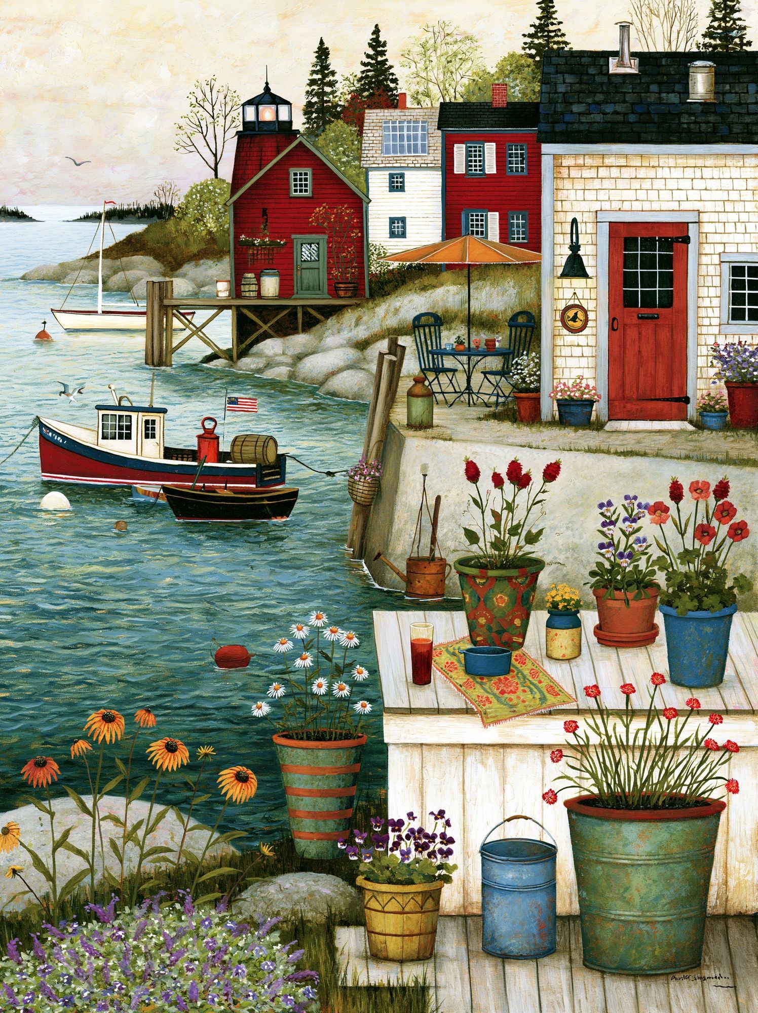 Harbor Cottage Garden Print. poster detail