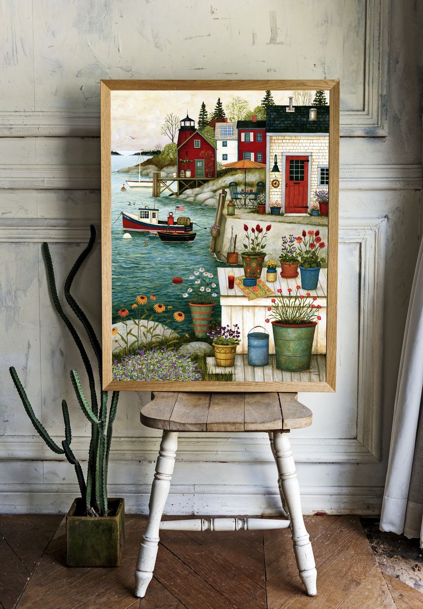 Harbor Cottage Garden Print. room preview