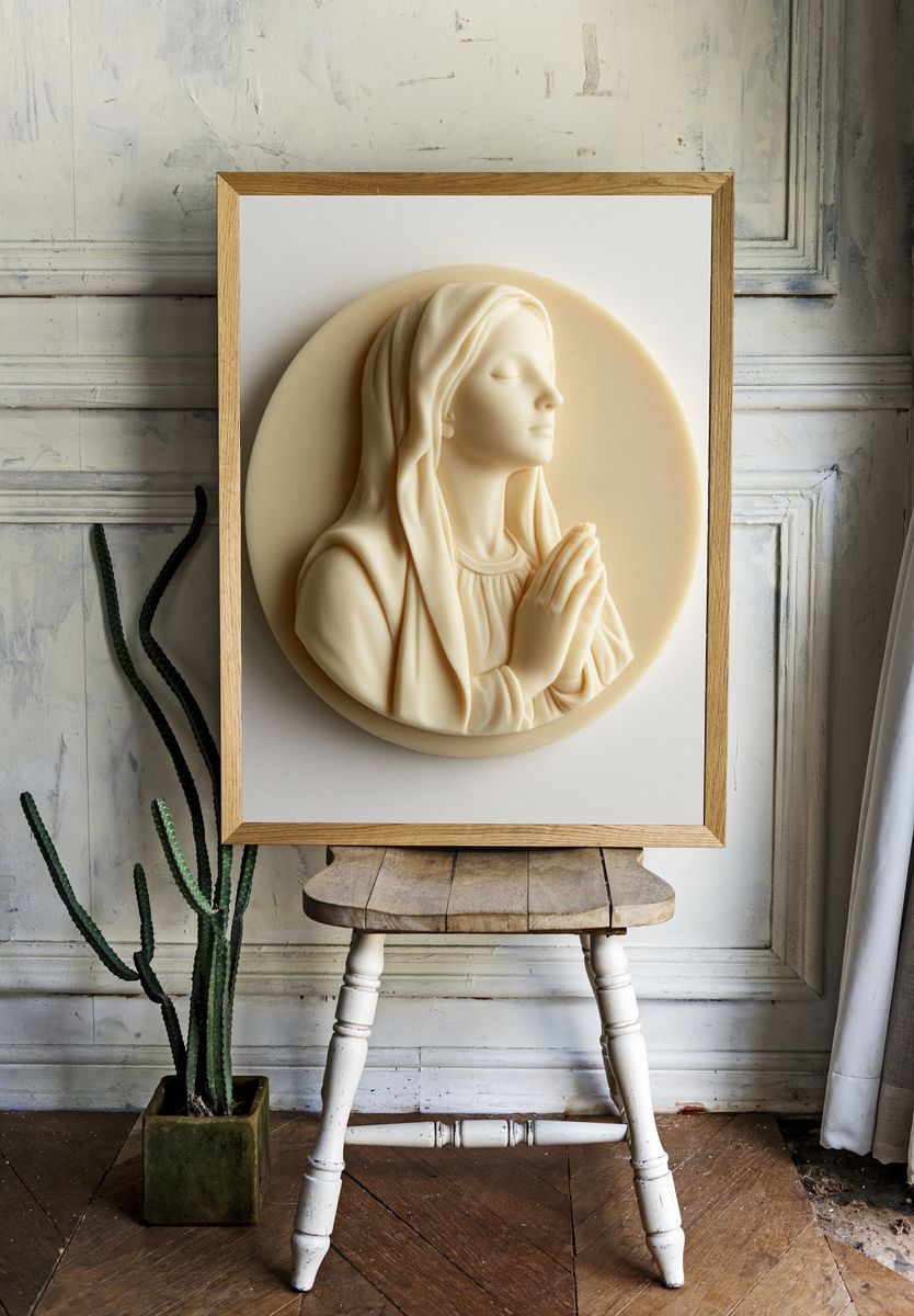 Praying Madonna Relief Print. — room view 1