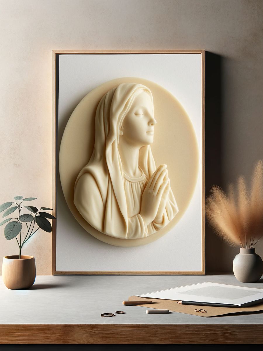 Praying Madonna Relief Print. — room view 2
