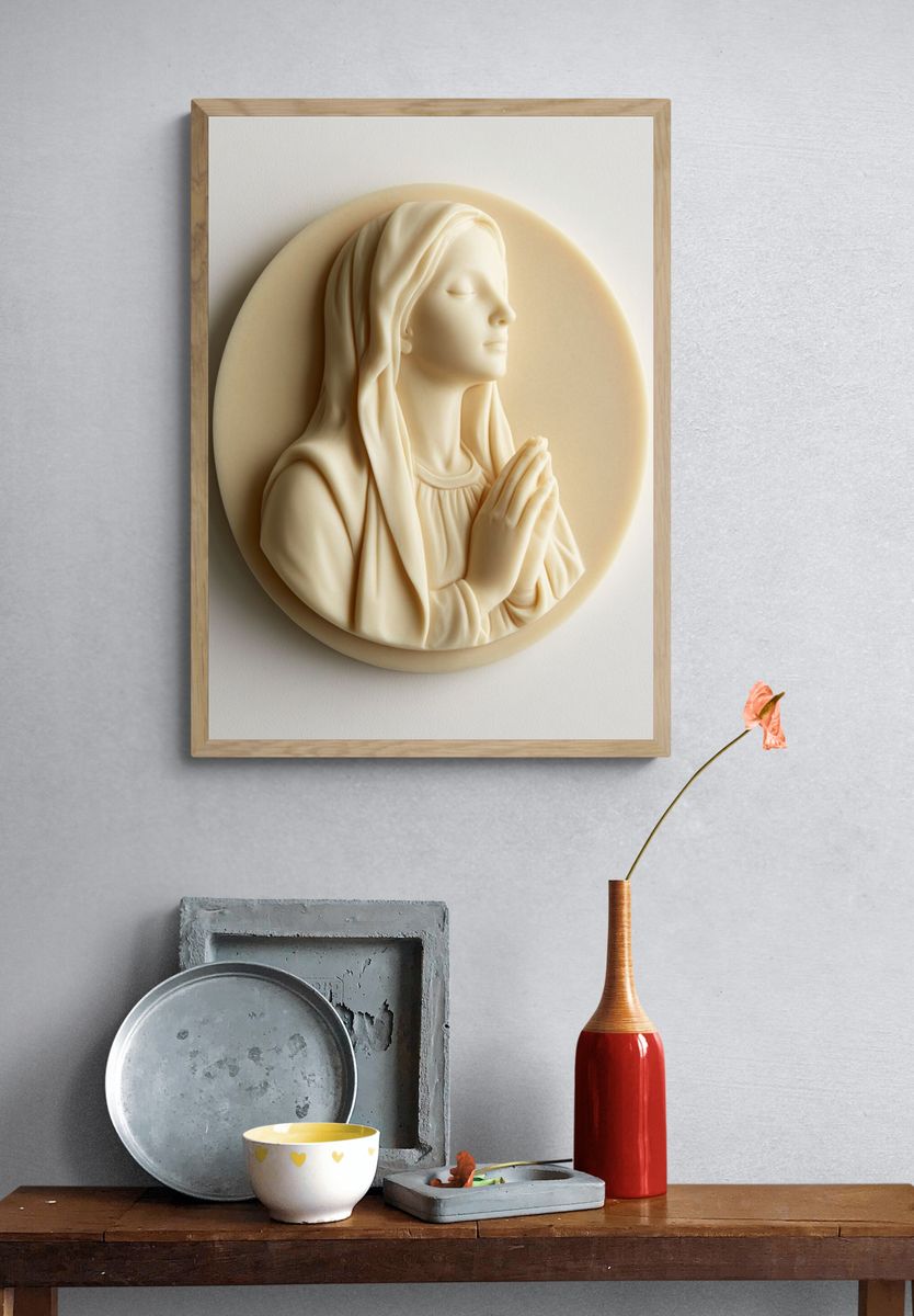 Praying Madonna Relief Print. — room view 3