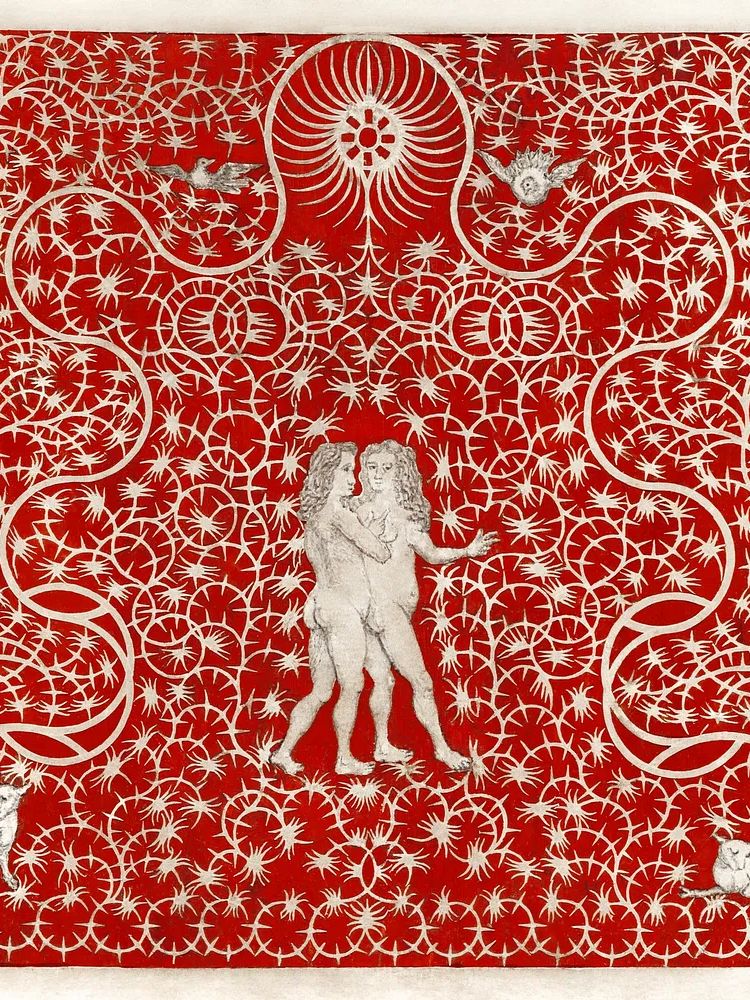 Red Baroque Cherubs Print. poster — fine-art art