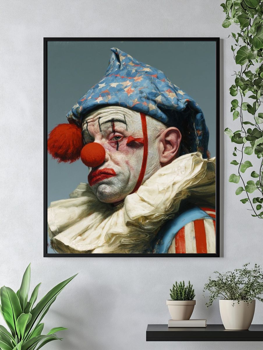 Melancholy Clown Portrait Print. — room view 4