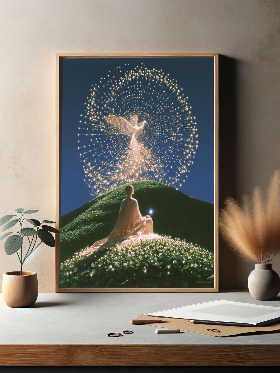 Celestial Phoenix Surrealism Poster. — room view 2
