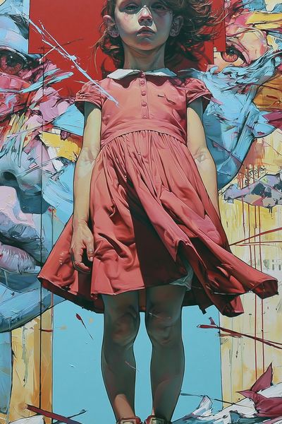 Girl in Pink Dress Street-Art Poster. poster