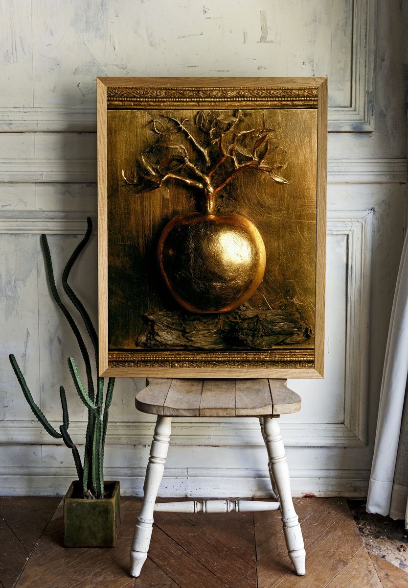 Golden Tree Still Life Poster. — room view 1