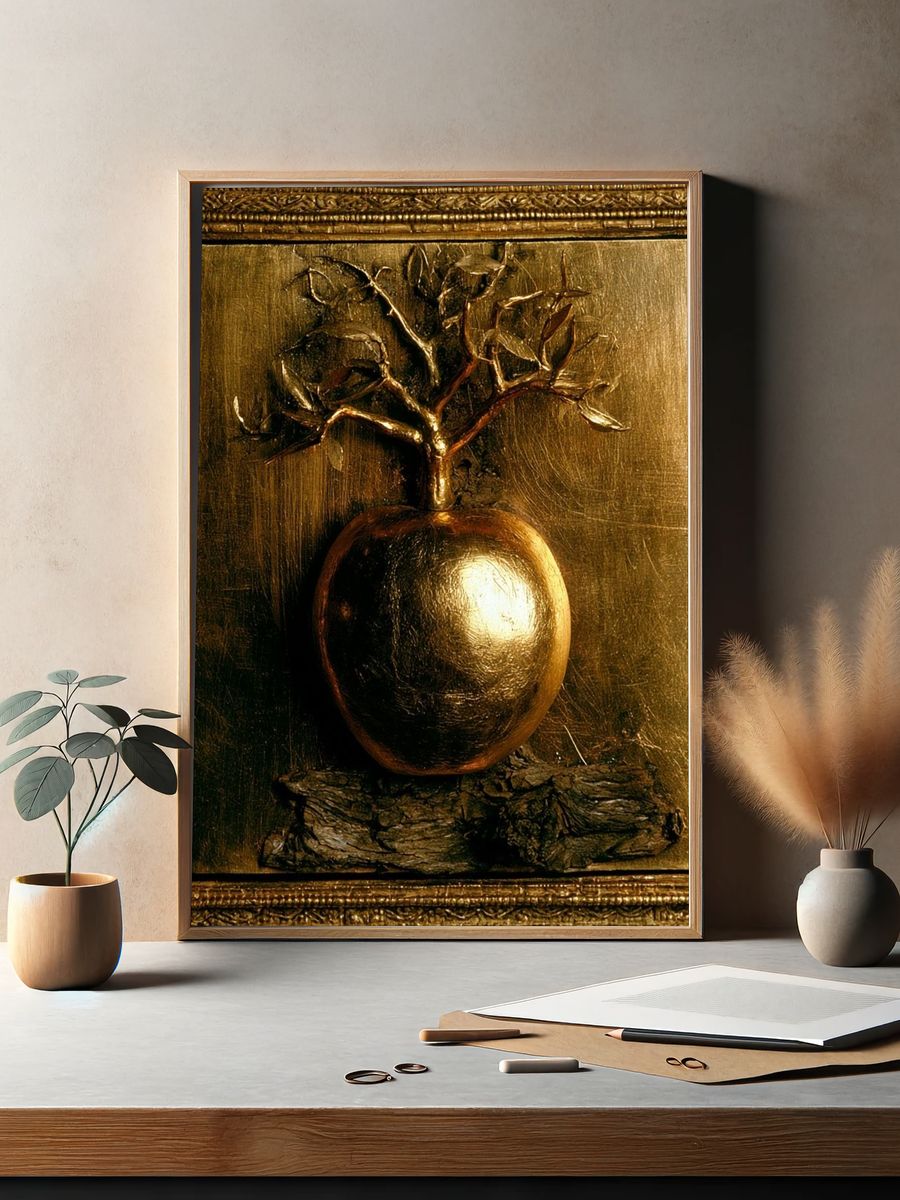 Golden Tree Still Life Poster. — room view 2