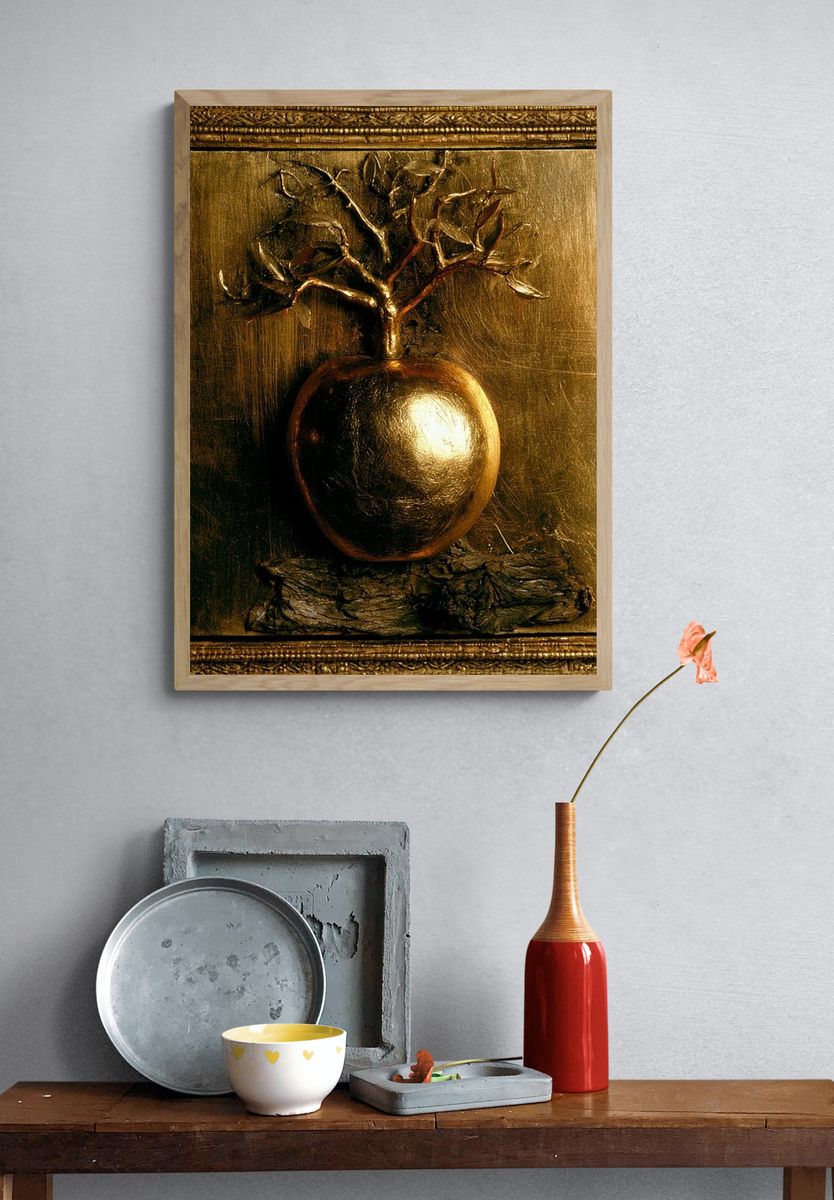 Golden Tree Still Life Poster. — room view 3