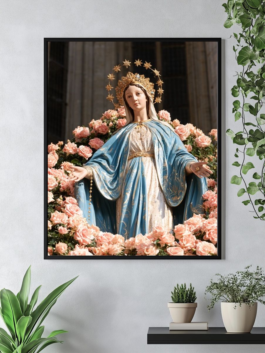 Virgin Mary Floral Devotion Poster. — room view 4