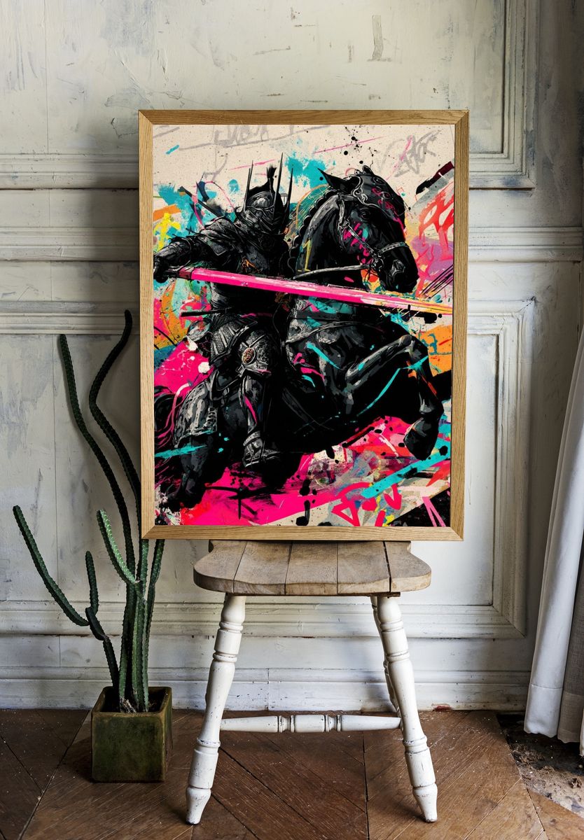 Armored Knight Graffiti Poster. room preview