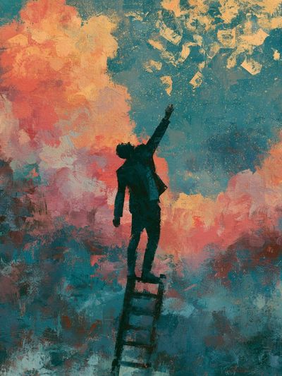 Dreamer on Ladder Fine-Art Poster.