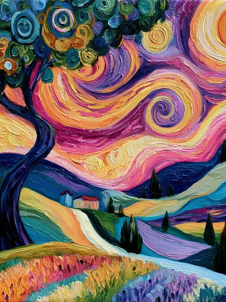 Whimsical Starry Landscape Print. poster — fine-art art