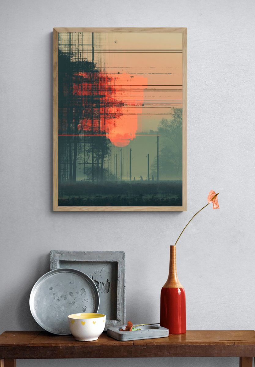 Glitch Sunset Landscape Print. — room view 3