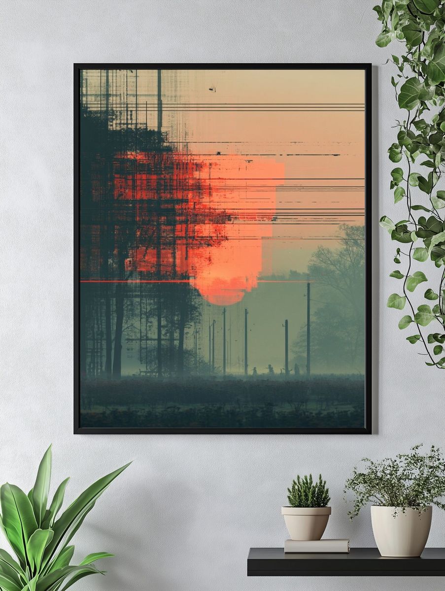 Glitch Sunset Landscape Print. — room view 4