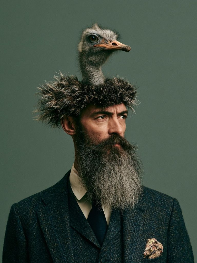 Surreal Ostrich Portrait Print. poster — fine-art art
