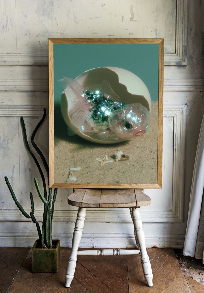 Glittering Fish Shell Print. — room view 1