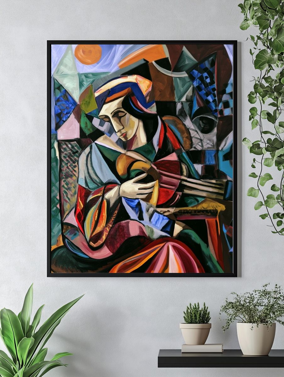 Cubist Guitar Player Fine-Art Print. — room view 4