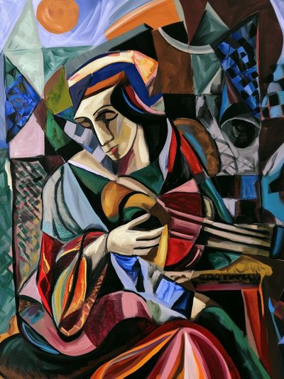 Cubist Guitar Player Fine-Art Print. poster