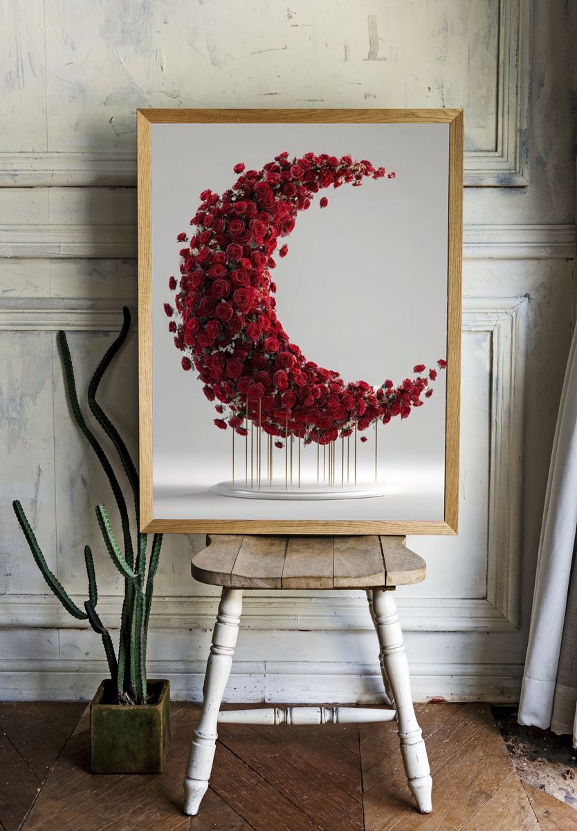 Red Rose Crescent Fine-Art Print. room preview