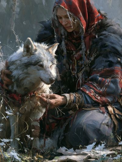 Woman and Wolf Fine-Art Print. poster