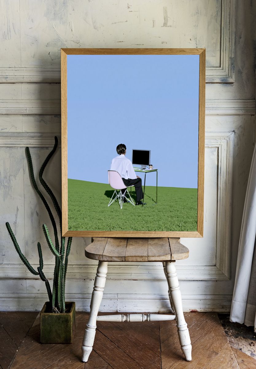 Solitary Office Landscape Print. room preview