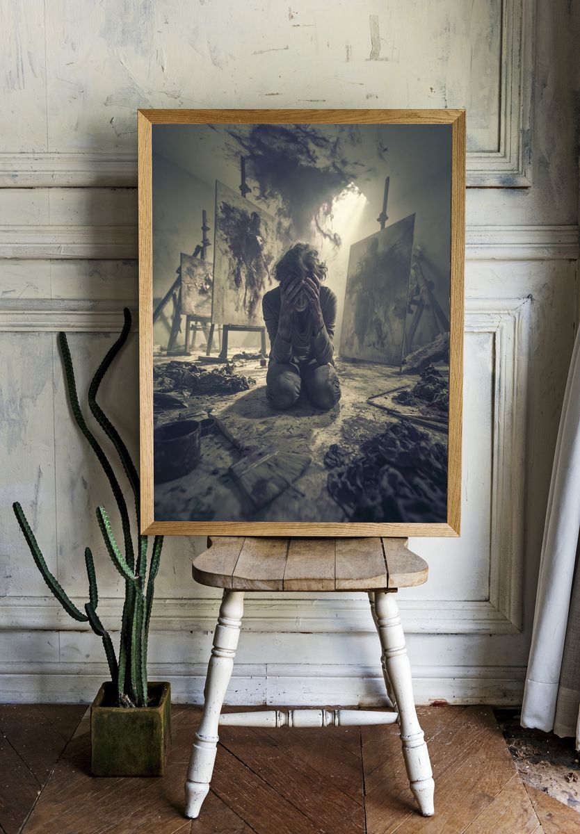 Tormented Artist Surrealism Print. room preview