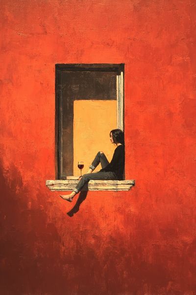 Window Sill Figure Contemporary Print. poster print