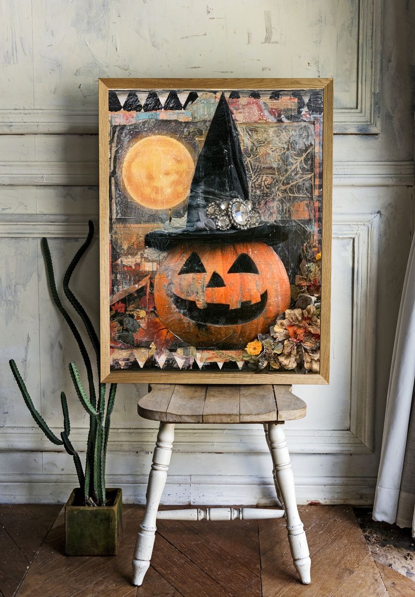 Halloween Pumpkin Collage Poster. room preview