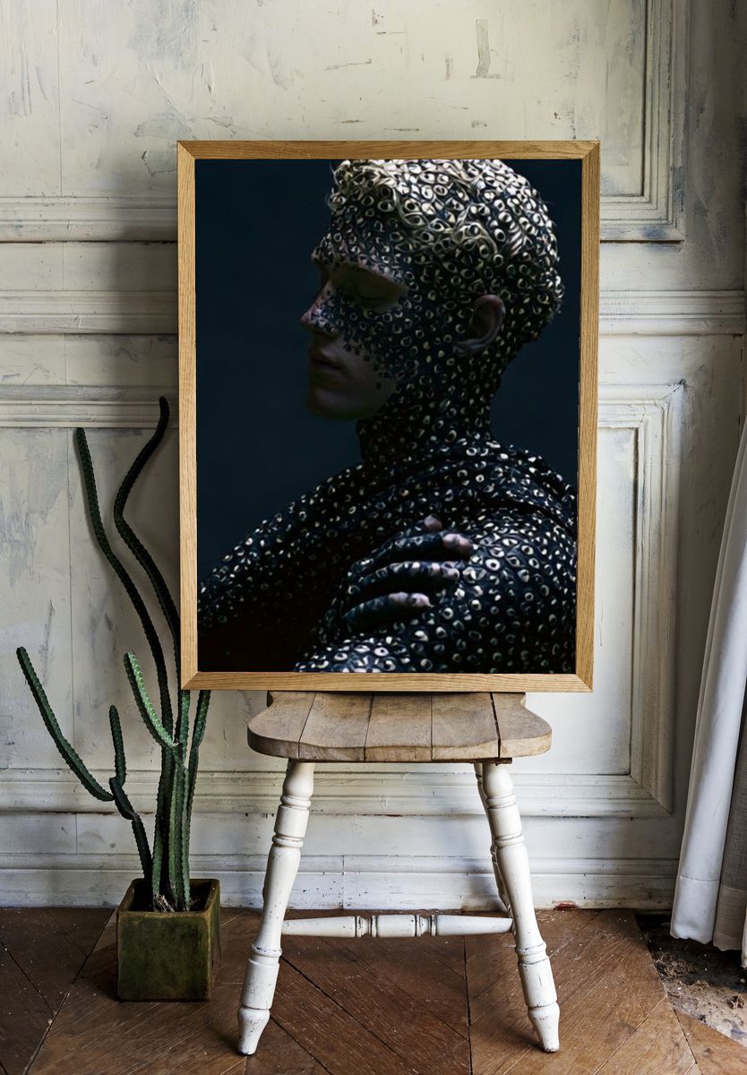 Surreal Metallic Portrait Print. — room view 1